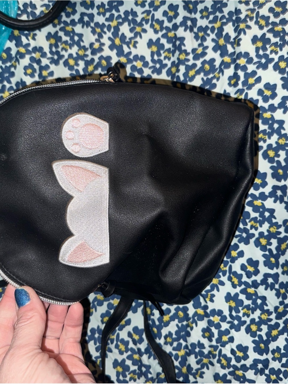 Black Cat Ear Backpack with Pink Paw Accent